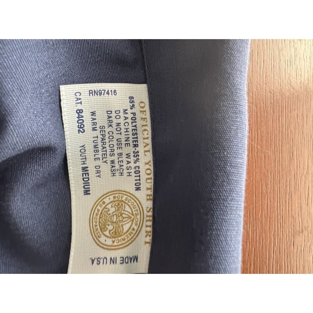 Boy Scouts America Vintage Official Youth Shirt Med Blue Short Sleeve Button Up - Picture 5 of 8